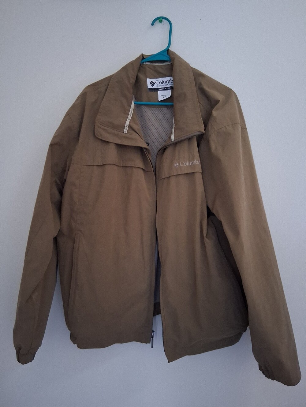 Columbia Men's XL Beige Khaki Full Zip Midweight Jacket Mesh Lined 5 Pockets